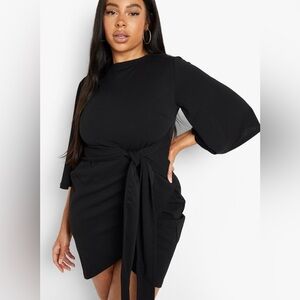 Boohoo Tie Waist Wrap Dress